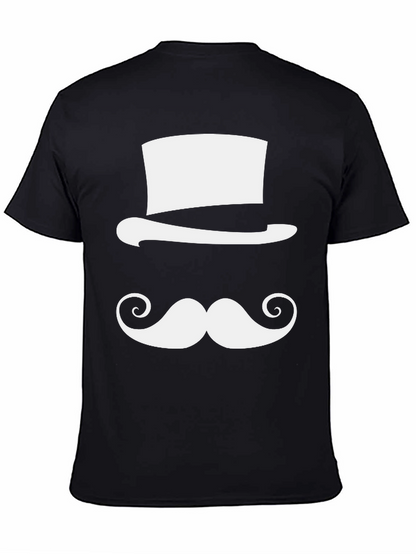 Camiseta Negra con Diseño de Sombrero y Bigote