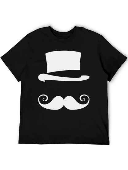 Camiseta Negra con Diseño de Sombrero y Bigote