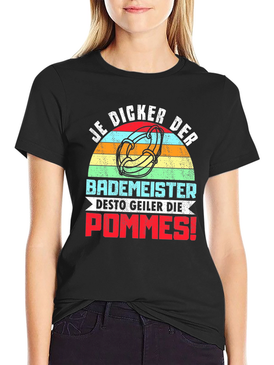 Camiseta Negra Divertida Je Dicker Der Bademeister