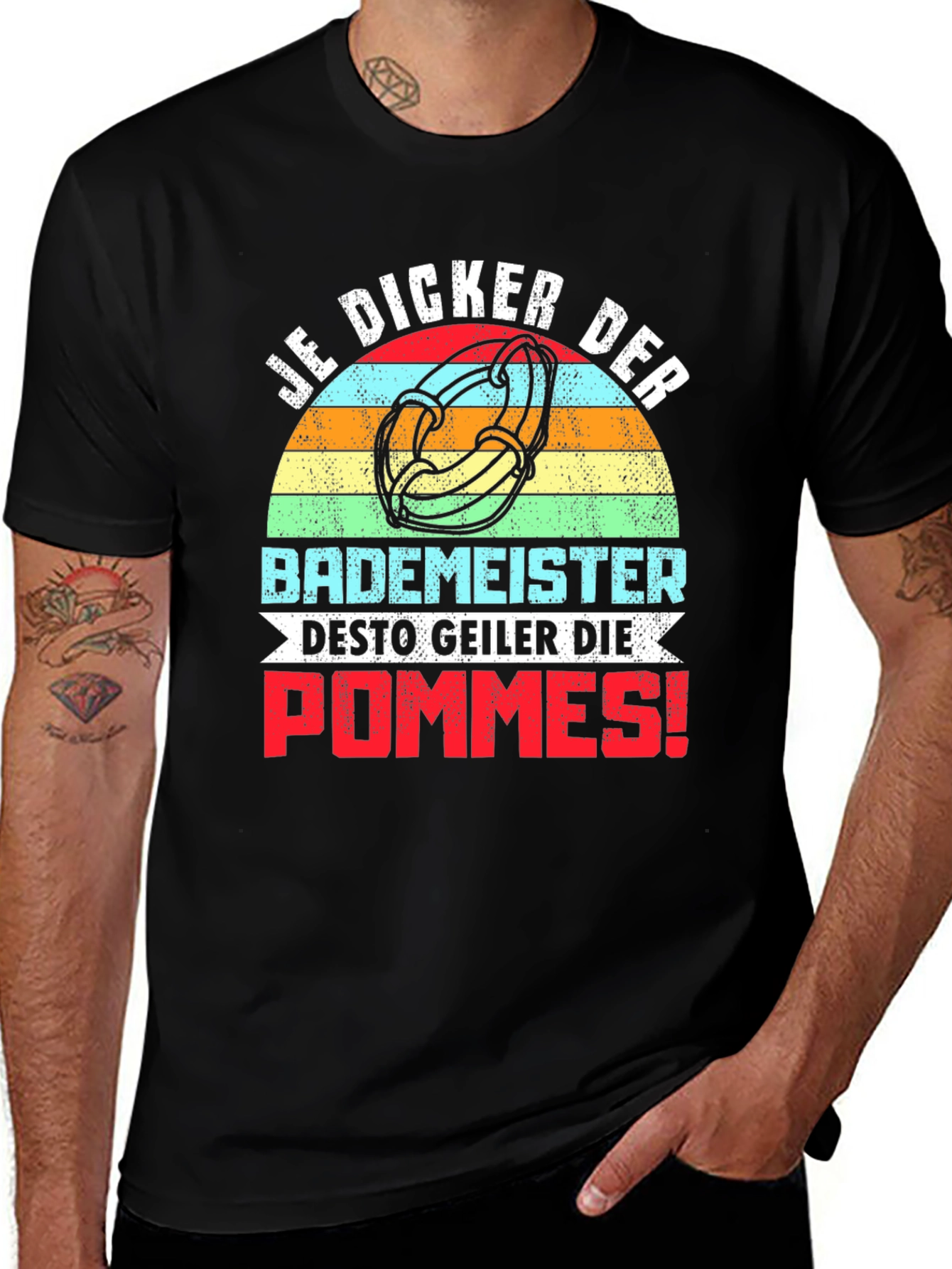 Camiseta Negra Divertida Je Dicker Der Bademeister