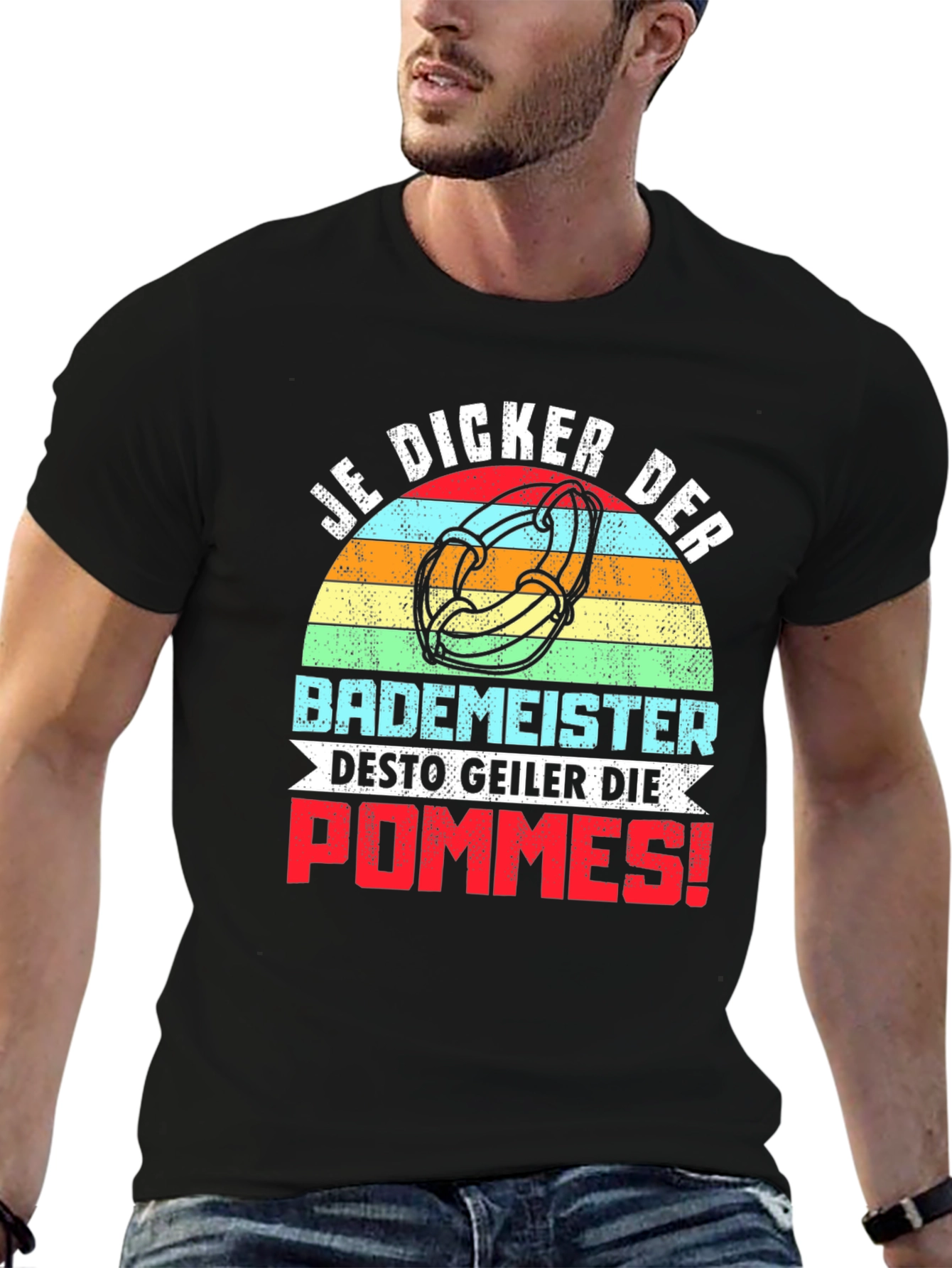 Camiseta Negra Divertida Je Dicker Der Bademeister