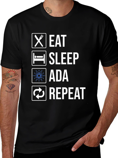 Camiseta Hombre Eat Sleep Ada Repeat - Diseño Cripto