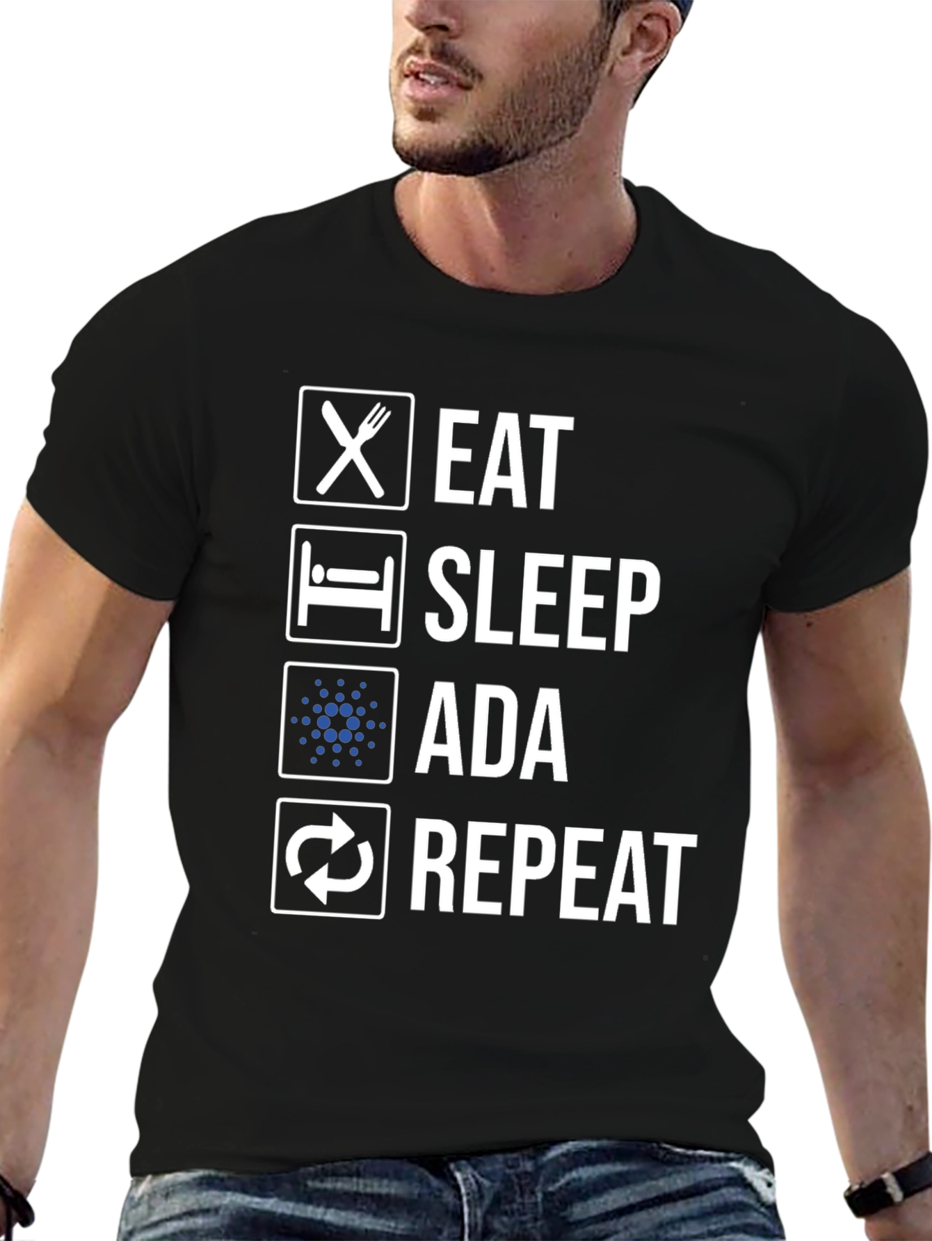 Camiseta Hombre Eat Sleep Ada Repeat - Diseño Cripto