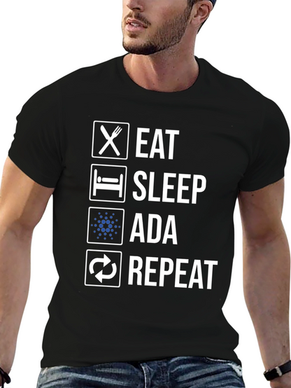 Camiseta Hombre Eat Sleep Ada Repeat - Diseño Cripto