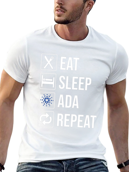 Camiseta Hombre Eat Sleep Ada Repeat - Diseño Cripto