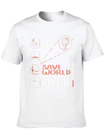 Camiseta Negra Eat Sleep Save World Repeat