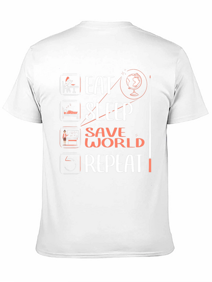 Camiseta Negra Eat Sleep Save World Repeat