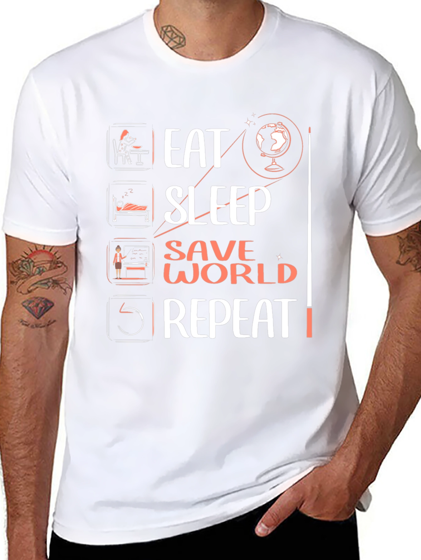 Camiseta Negra Eat Sleep Save World Repeat