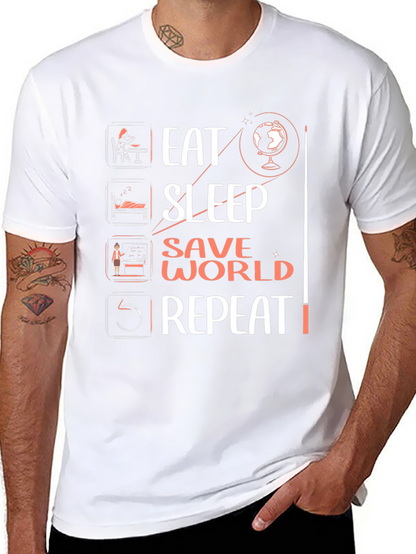 Camiseta Negra Eat Sleep Save World Repeat