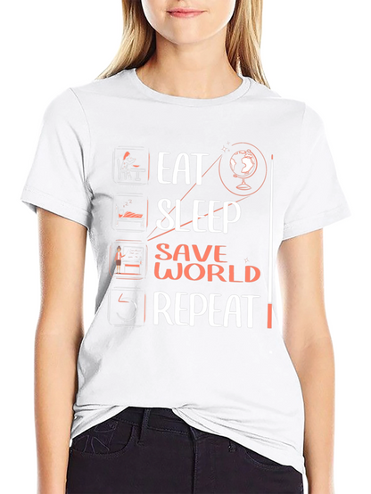 Camiseta Negra Eat Sleep Save World Repeat