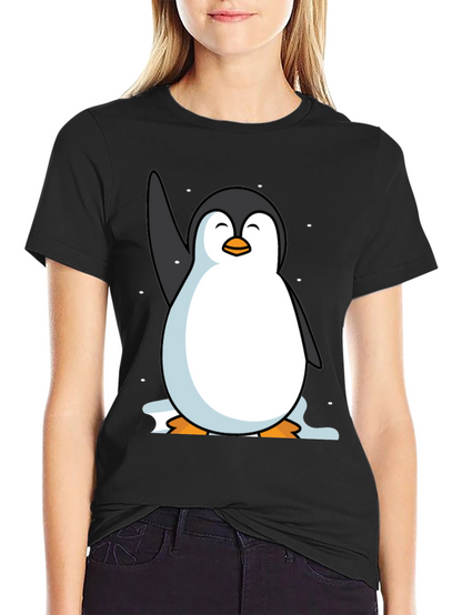 Camiseta Negra con Pingüino Sonriente