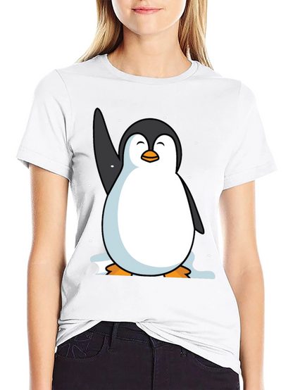 Camiseta Negra con Pingüino Sonriente