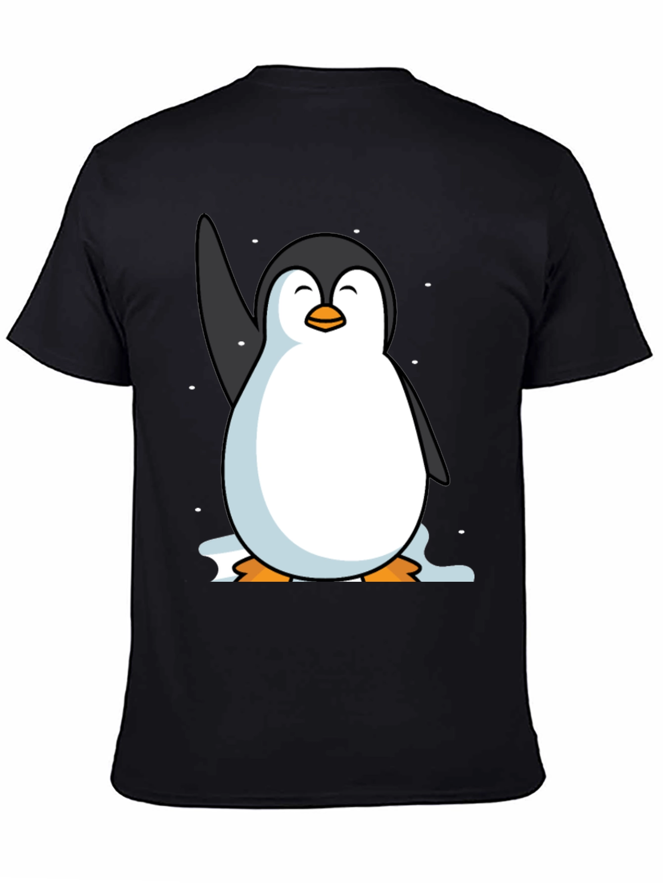 Camiseta Negra con Pingüino Sonriente