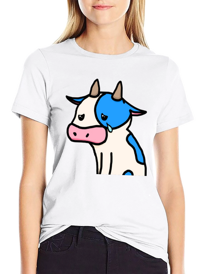 Camiseta Negra con Diseño de Vaca Triste
