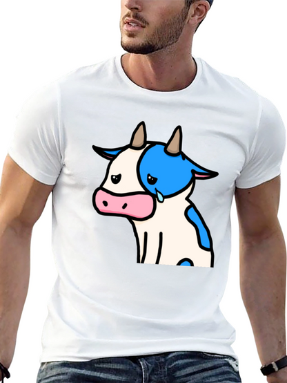 Camiseta Negra con Diseño de Vaca Triste