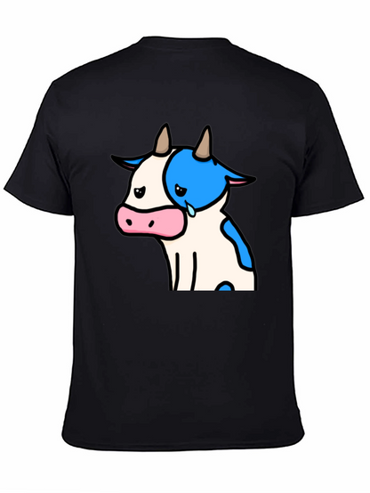 Camiseta Negra con Diseño de Vaca Triste