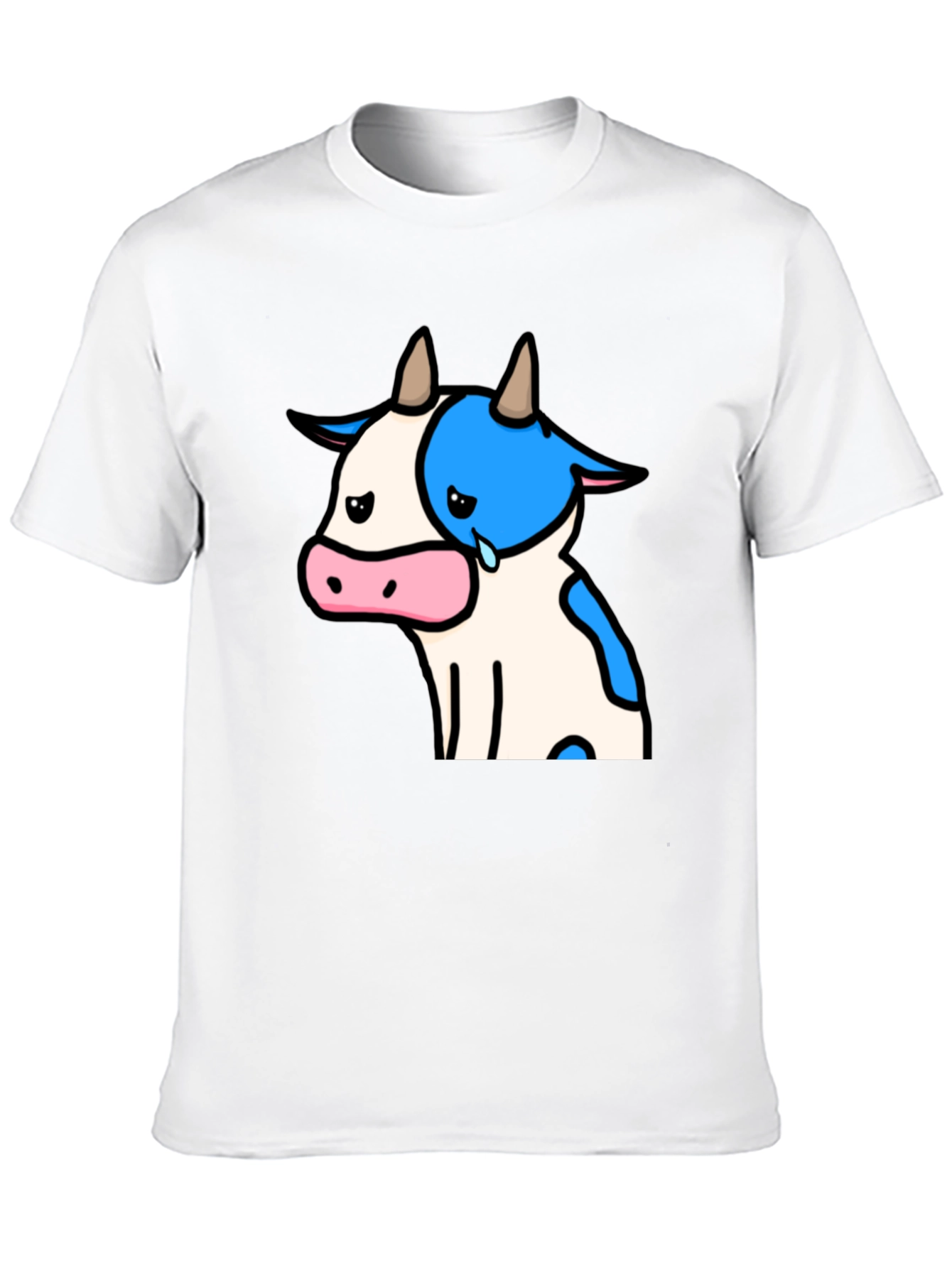 Camiseta Negra con Diseño de Vaca Triste