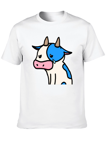Camiseta Negra con Diseño de Vaca Triste