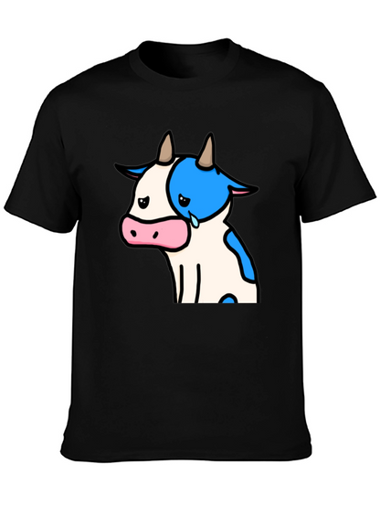 Camiseta Negra con Diseño de Vaca Triste