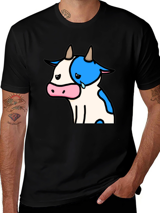 Camiseta Negra con Diseño de Vaca Triste
