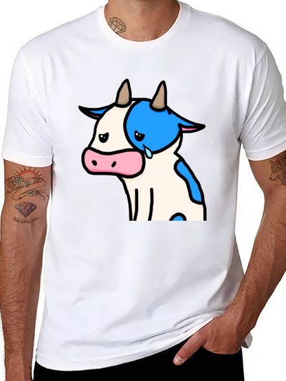 Camiseta Negra con Diseño de Vaca Triste