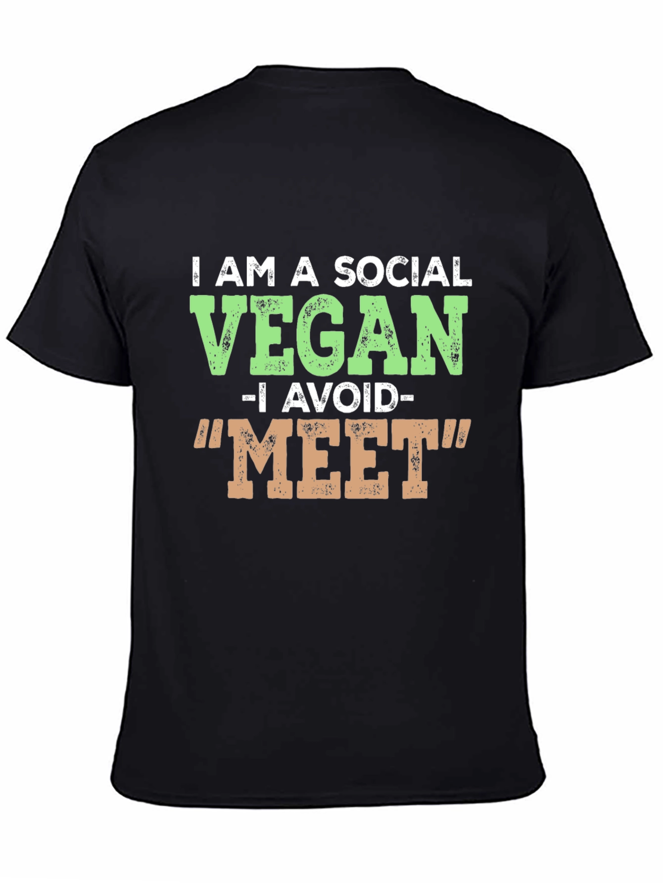 Camiseta Negra Vegana Social Divertida