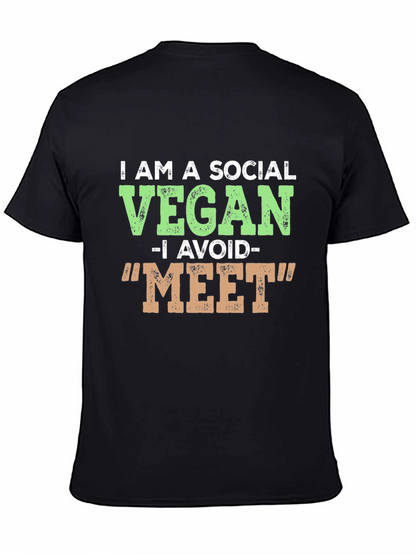 Camiseta Negra Vegana Social Divertida