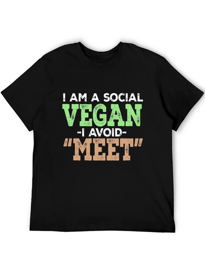 Camiseta Negra Vegana Social Divertida