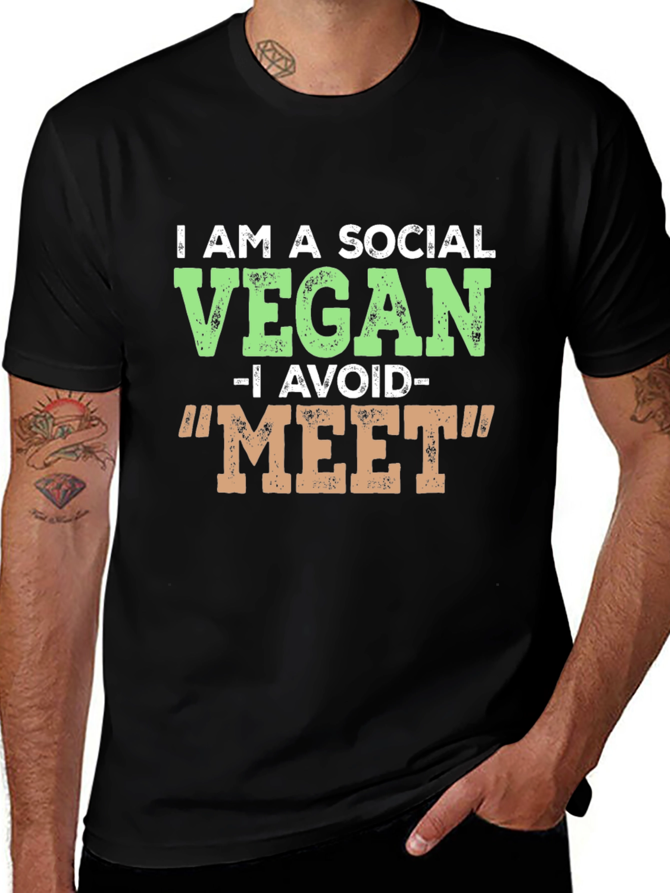 Camiseta Negra Vegana Social Divertida