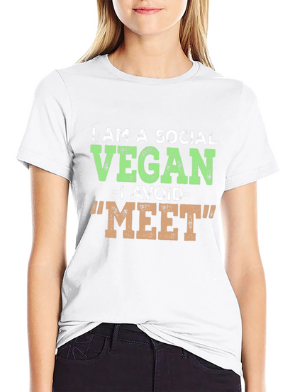 Camiseta Negra Vegana Social Divertida