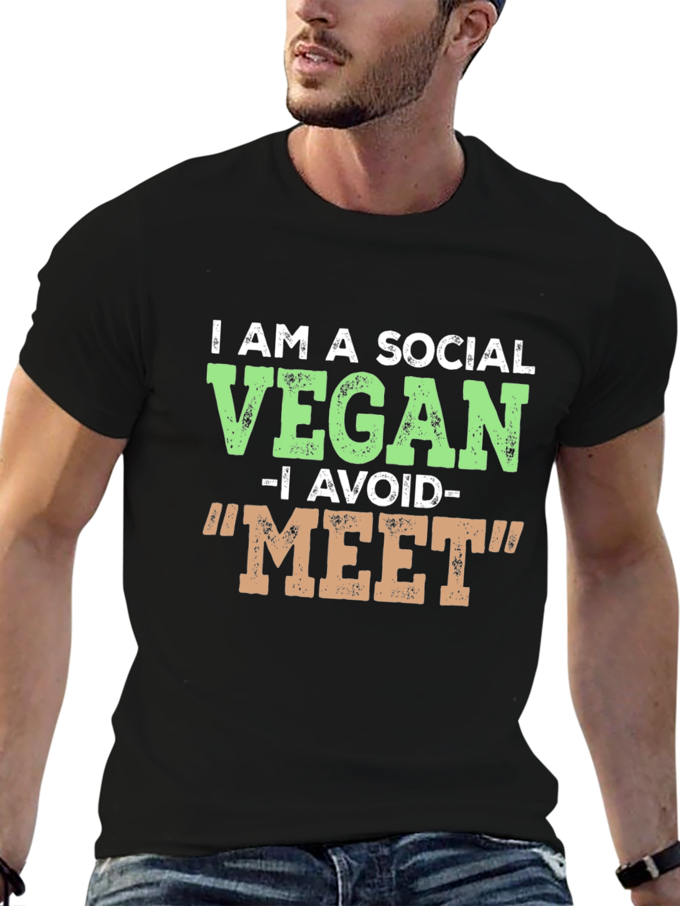 Camiseta Negra Vegana Social Divertida