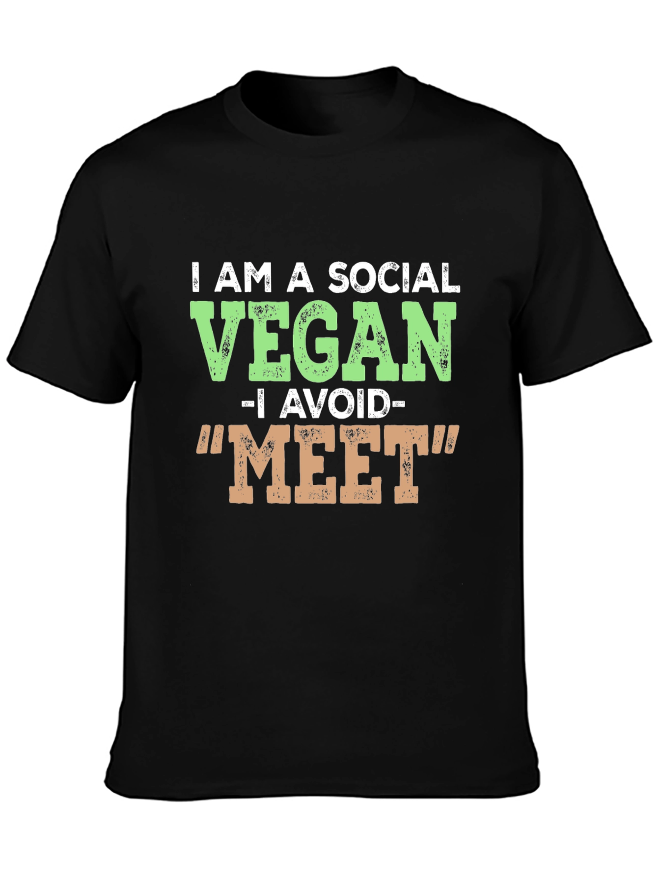 Camiseta Negra Vegana Social Divertida