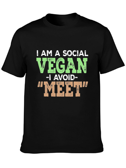 Camiseta Negra Vegana Social Divertida
