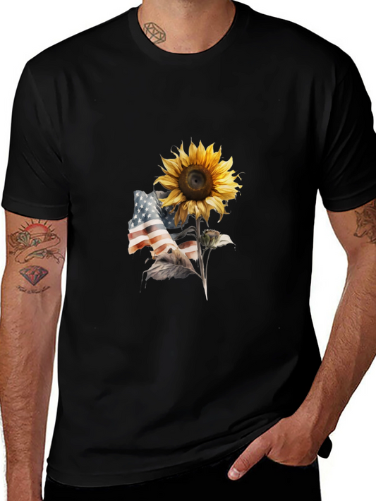 Camiseta Negra Girasol Patriótico