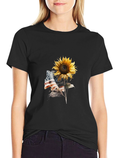 Camiseta Negra Girasol Patriótico