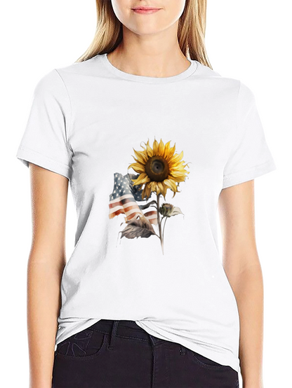 Camiseta Negra Girasol Patriótico