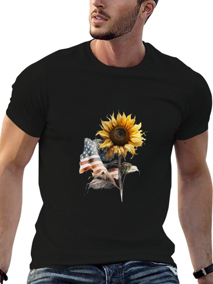 Camiseta Negra Girasol Patriótico