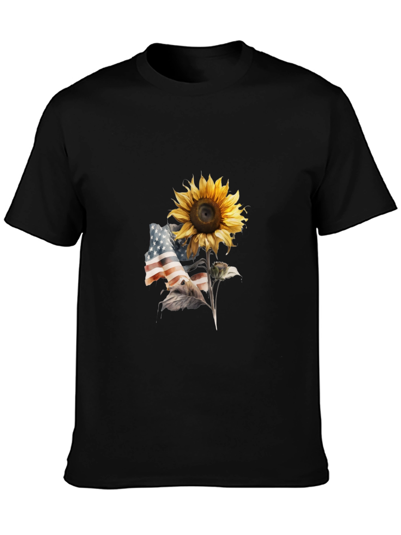 Camiseta Negra Girasol Patriótico