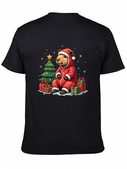 Camiseta Negra con Diseño Navideño de Castor