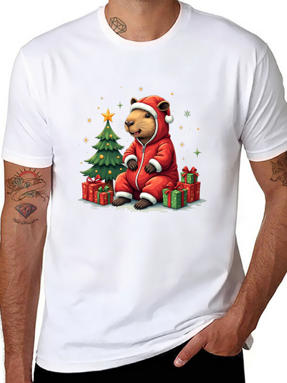 Camiseta Negra con Diseño Navideño de Castor