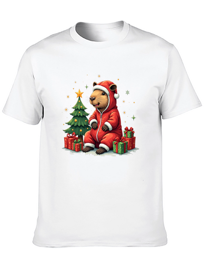 Camiseta Negra con Diseño Navideño de Castor