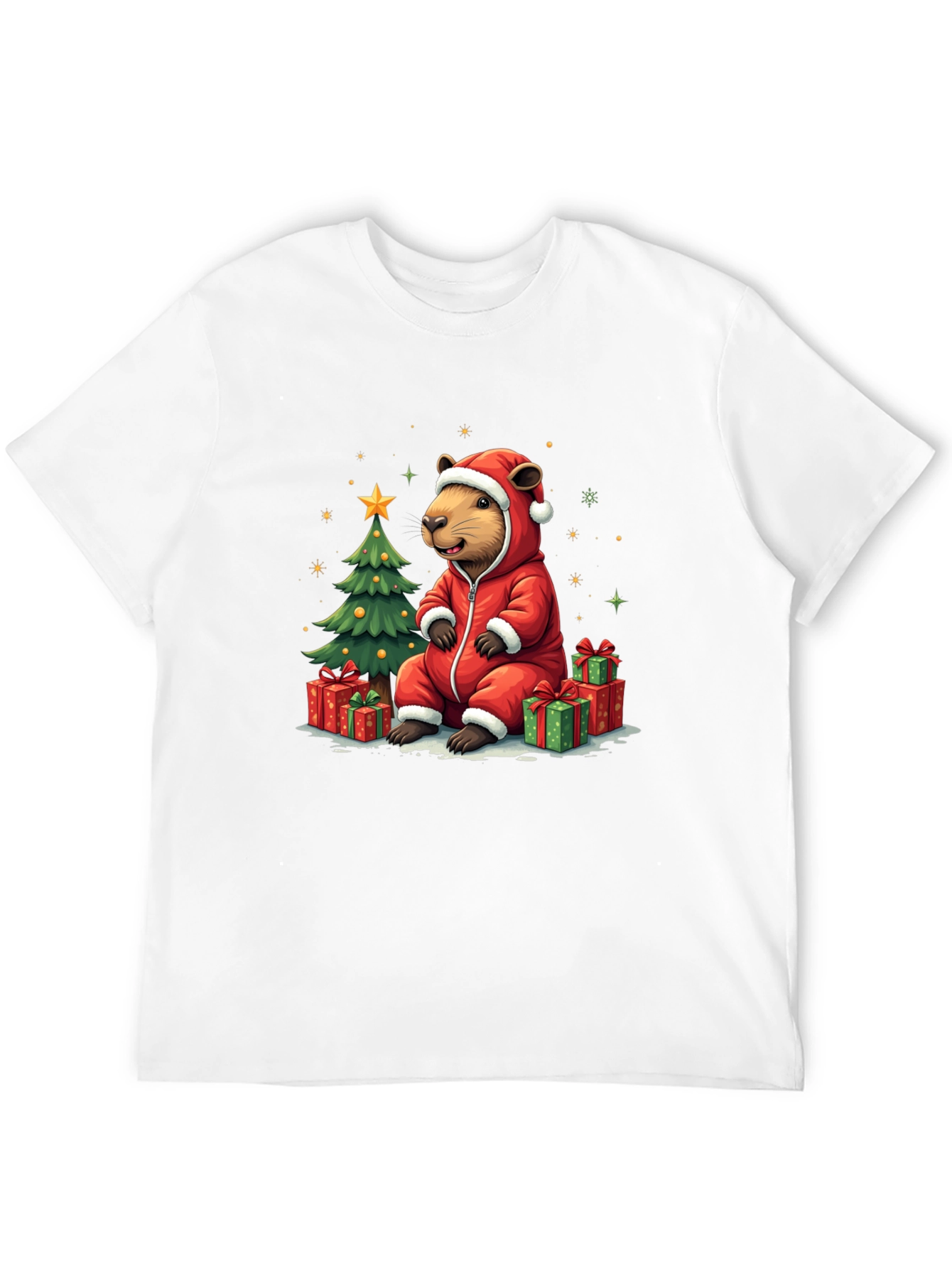 Camiseta Negra con Diseño Navideño de Castor