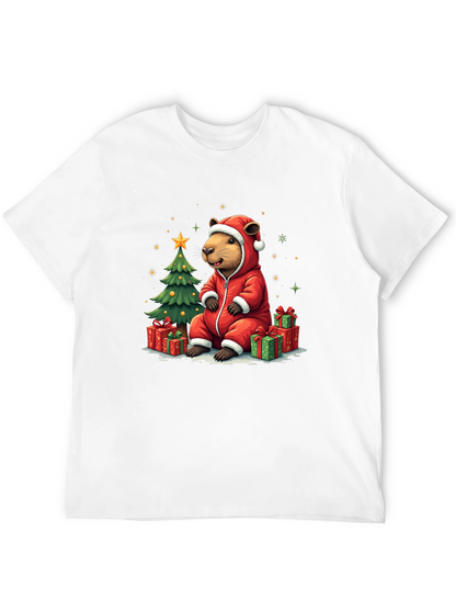 Camiseta Negra con Diseño Navideño de Castor