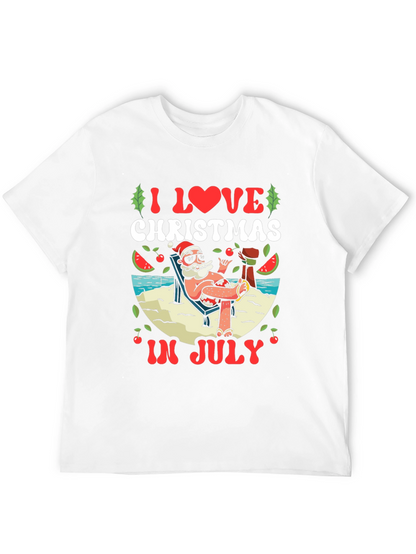 Camiseta Negra Navideña en Julio para Hombre