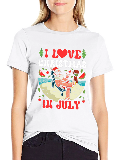 Camiseta Negra Navideña en Julio para Hombre