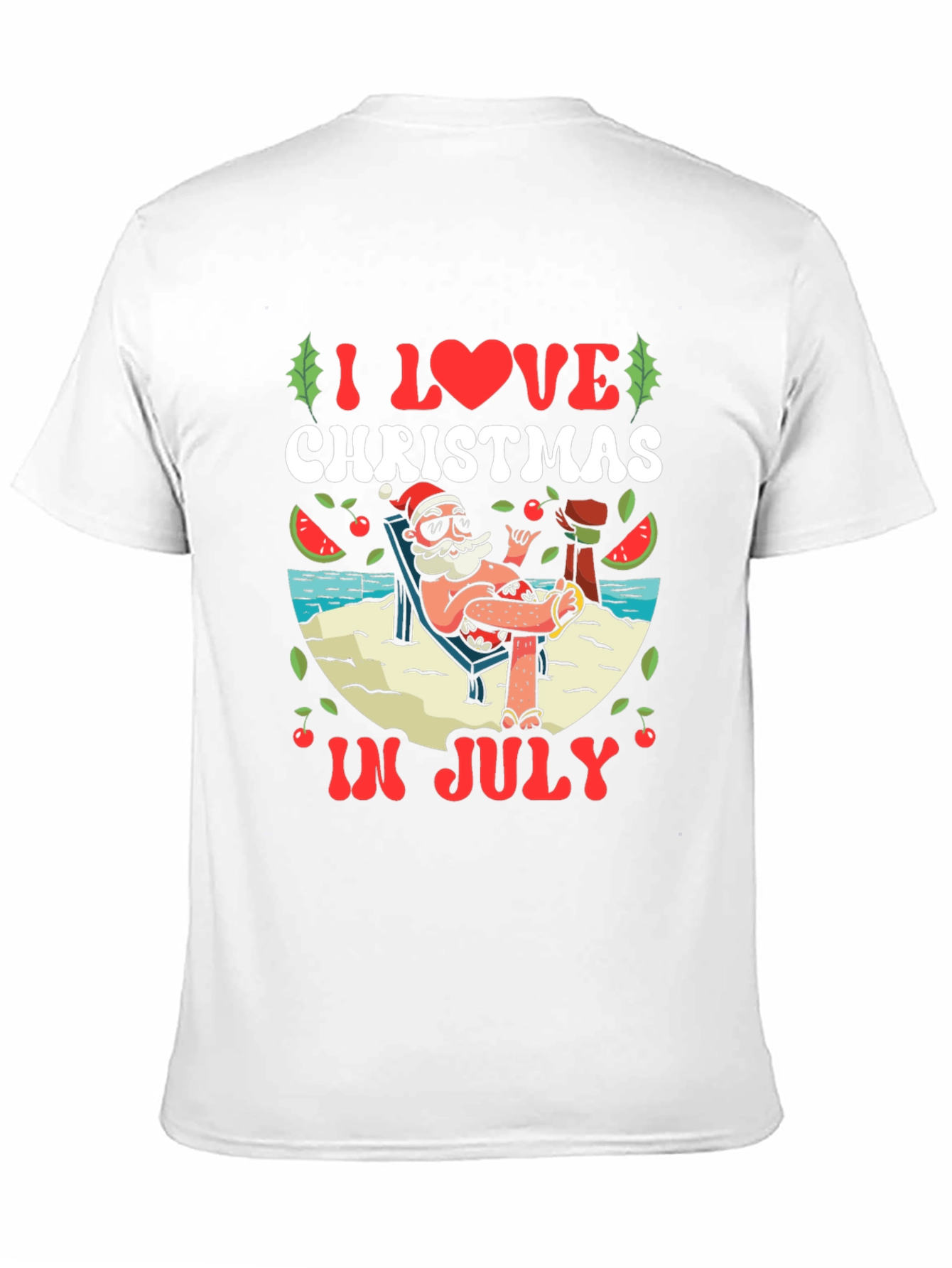 Camiseta Negra Navideña en Julio para Hombre
