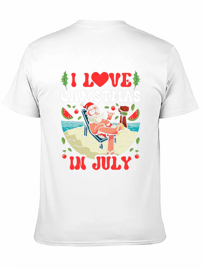 Camiseta Negra Navideña en Julio para Hombre