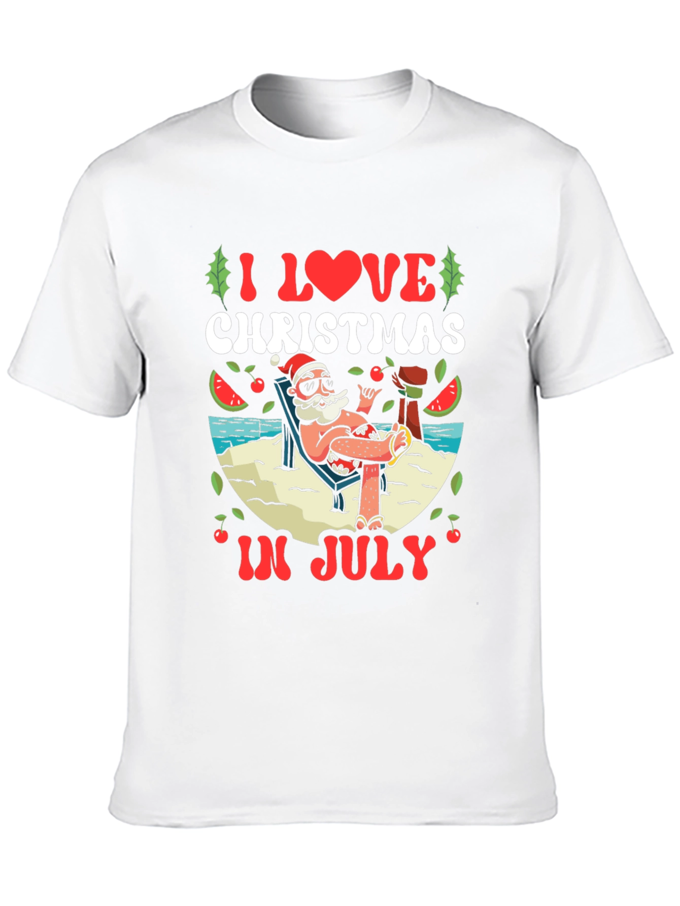 Camiseta Negra Navideña en Julio para Hombre