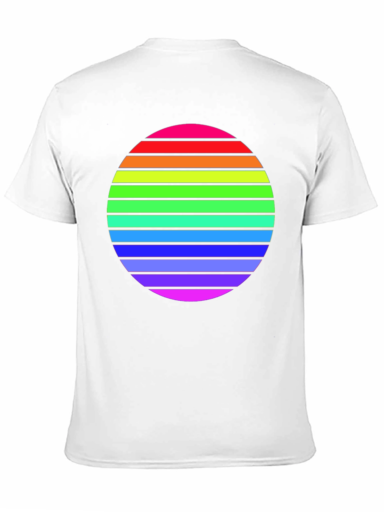 Camiseta Negra con Diseño de Círculo Arcoíris