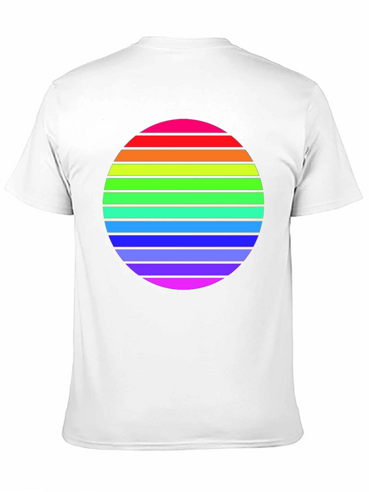 Camiseta Negra con Diseño de Círculo Arcoíris